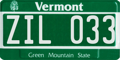 VT license plate ZIL033