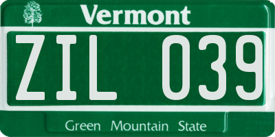 VT license plate ZIL039