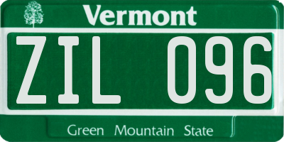 VT license plate ZIL096