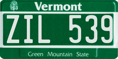 VT license plate ZIL539