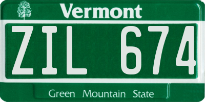 VT license plate ZIL674