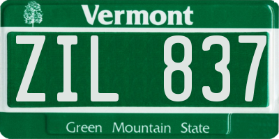 VT license plate ZIL837
