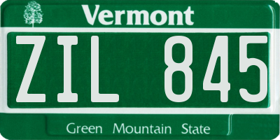 VT license plate ZIL845