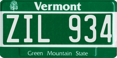 VT license plate ZIL934