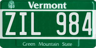 VT license plate ZIL984