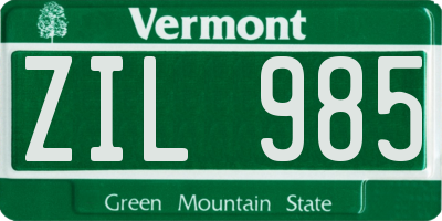 VT license plate ZIL985