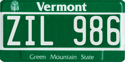 VT license plate ZIL986