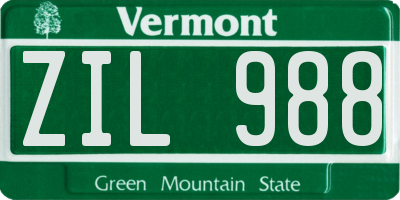 VT license plate ZIL988