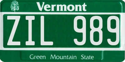 VT license plate ZIL989
