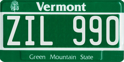 VT license plate ZIL990
