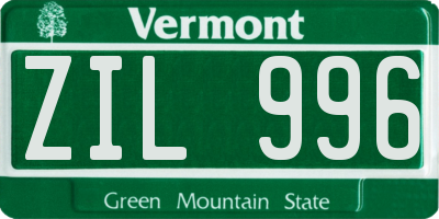 VT license plate ZIL996