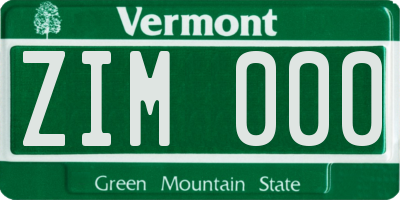 VT license plate ZIM000
