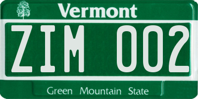 VT license plate ZIM002