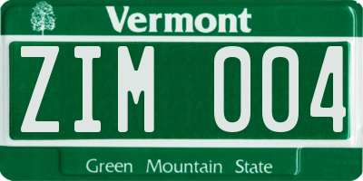 VT license plate ZIM004