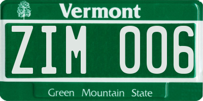 VT license plate ZIM006