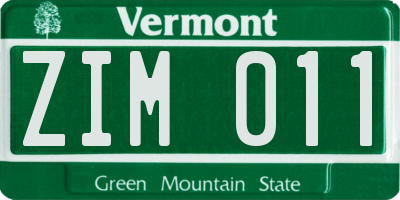 VT license plate ZIM011