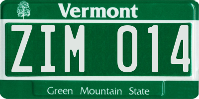 VT license plate ZIM014
