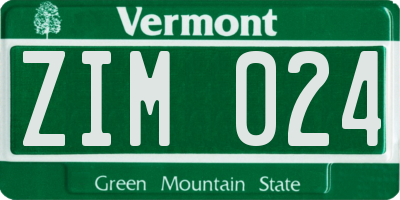 VT license plate ZIM024