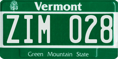 VT license plate ZIM028