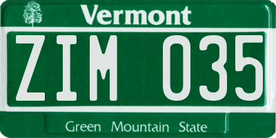 VT license plate ZIM035