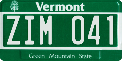 VT license plate ZIM041