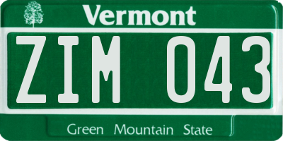 VT license plate ZIM043