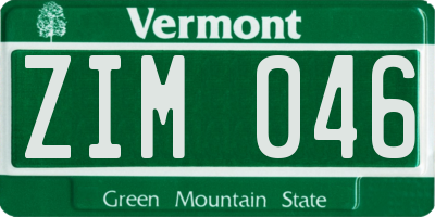VT license plate ZIM046