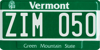 VT license plate ZIM050