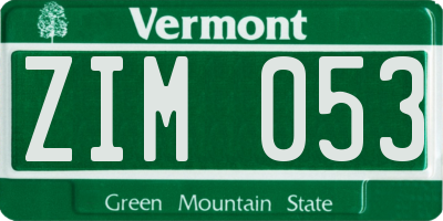VT license plate ZIM053