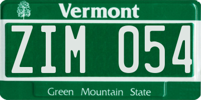 VT license plate ZIM054