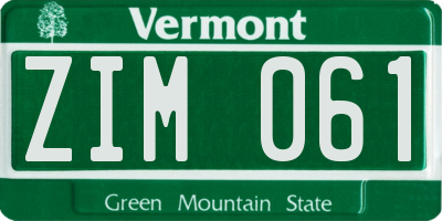 VT license plate ZIM061