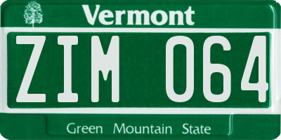 VT license plate ZIM064
