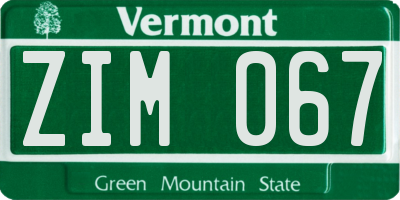 VT license plate ZIM067