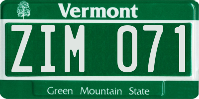 VT license plate ZIM071