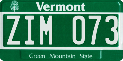 VT license plate ZIM073