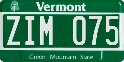 VT license plate ZIM075