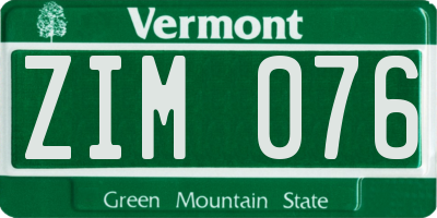 VT license plate ZIM076