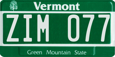 VT license plate ZIM077