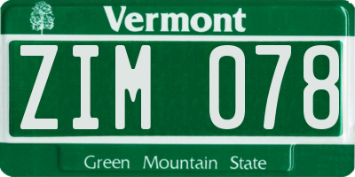 VT license plate ZIM078