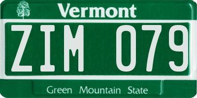 VT license plate ZIM079
