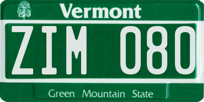 VT license plate ZIM080