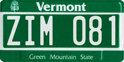 VT license plate ZIM081