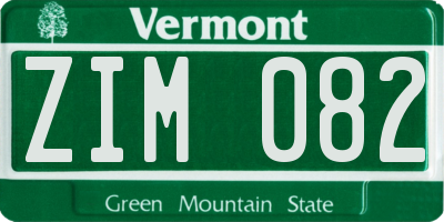 VT license plate ZIM082