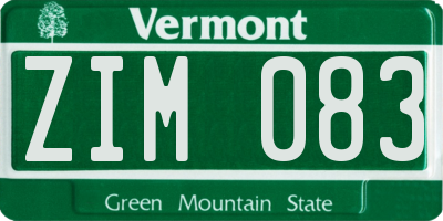 VT license plate ZIM083