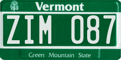 VT license plate ZIM087