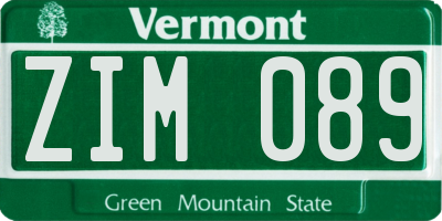 VT license plate ZIM089