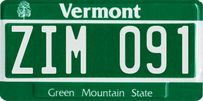 VT license plate ZIM091