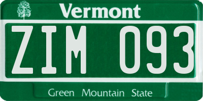 VT license plate ZIM093