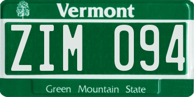VT license plate ZIM094