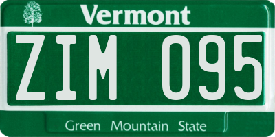 VT license plate ZIM095